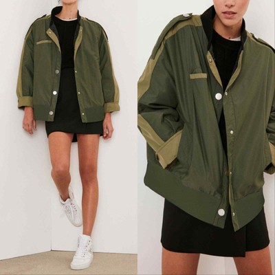 Blouson Bomber Femme Vert Kaki - Taille 8 (H&M) - Occasion Très Bon état - Polyester/viscose
