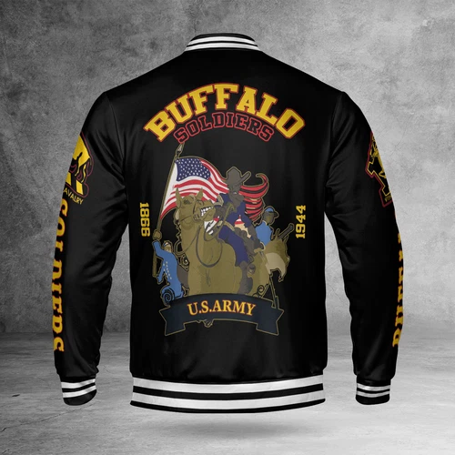 Throwback Hero 1866 Buffalo Soldiers Jacket Army Racing 3D Baseball Jacket