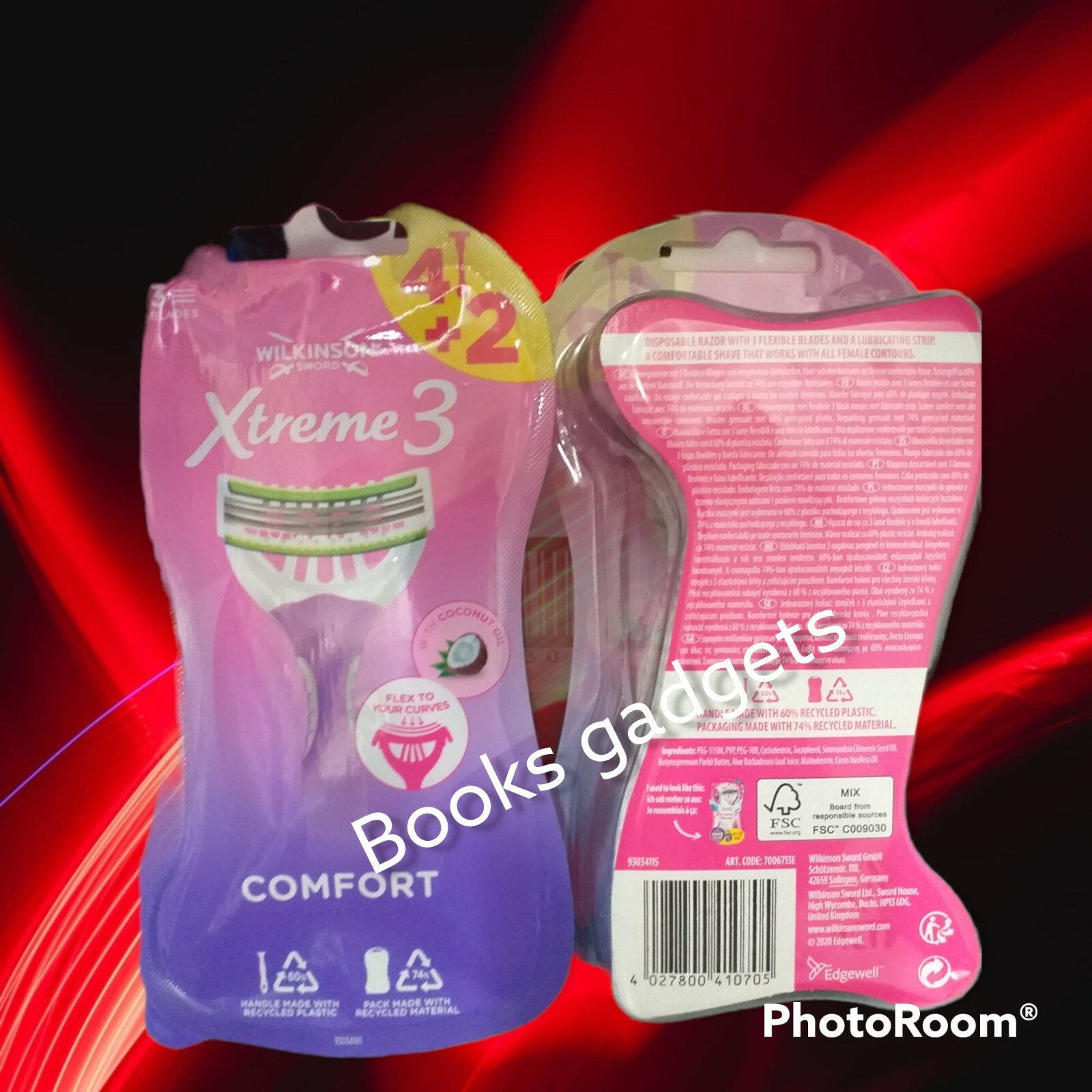 12 Conf. (72 Lamette) Wilkinson Xtreme 3 Comfort 4+2 Rasoio Donna Olio di Cocco