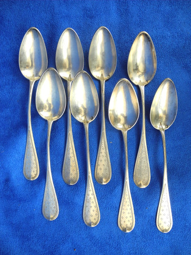 Antique  French Sterling Silver  Eight Teaspoons