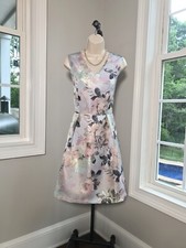 Tahari Sleeveless Floral Jacquard A-Line Cocktail Dress ~ Women’s 10 NEW
