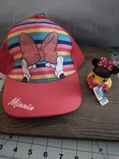 DISNEY MINNIE MOUSE RAINBOW / BOW CHILD HAT CAP ADJUSTABLE NEW WITH TAGS  + DUCK