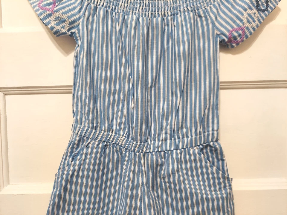 LUCKY BRAND NIÑA TALLA PEQUEÑA AZUL RAYAS MONO MAMELUCO CULOTTE Foto 3 de 4