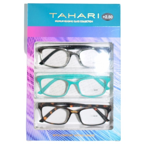 Set of 3 Pairs Tahari Premium Reading Glasses +2.50 Strength Blue Box NWB - Picture 2 of 3