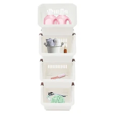 4 PCS Stacking Storage Baskets, Stackable Organizer Baskets