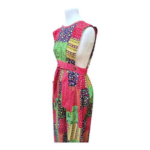 Vntg 60s 70s DESIGN HOUSE Patchwork Cottage Core Apron Jumper Maxi Dress No Tag - Picture 5 of 8