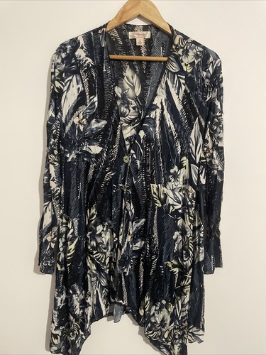 Clarity Size XL Women’s Cardigan Black White Long Sleeve Open Front Casual