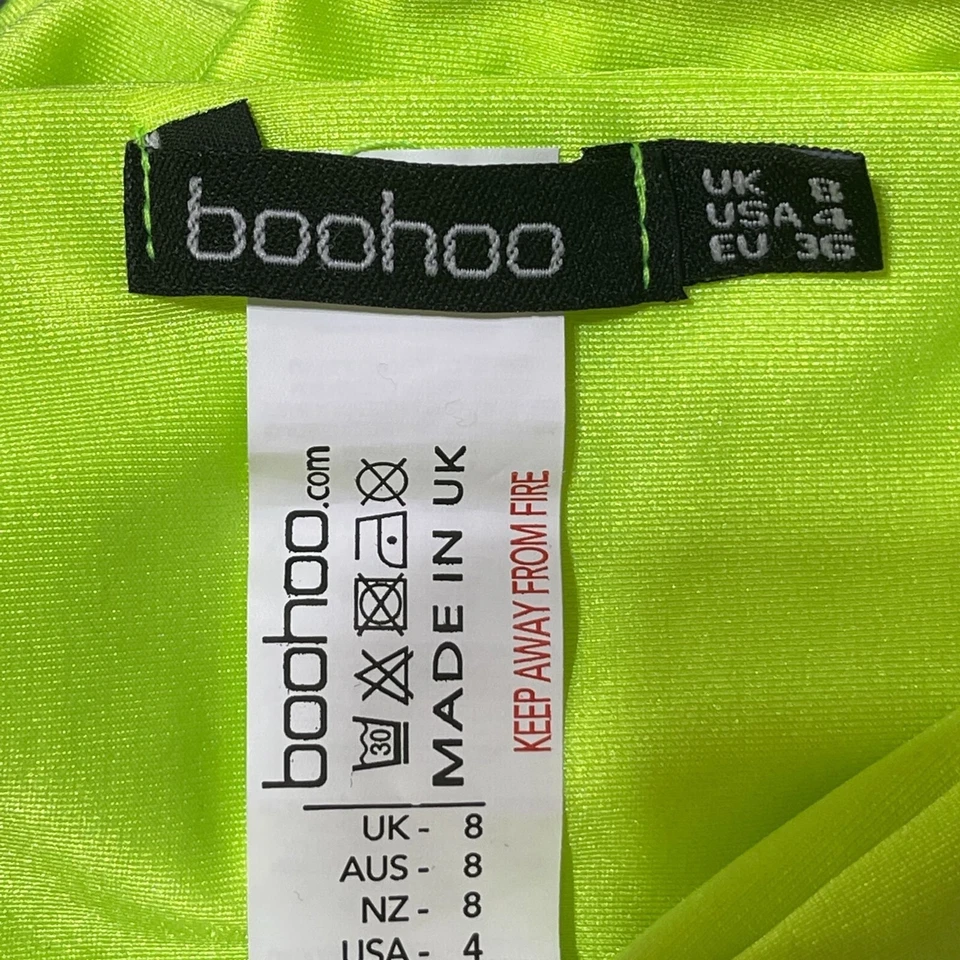 Nuevo Boohoo 2 Piezas Bikini Traje de Baño Traje de Baño Anudado Bandeau Amarillo Neón Talla Foto 4 de 4