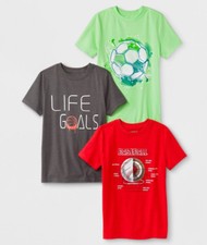 Boys 3-pk Short Sleeve T-Shirts Cat Jack Baseball, Soccer, Basketball, Medium