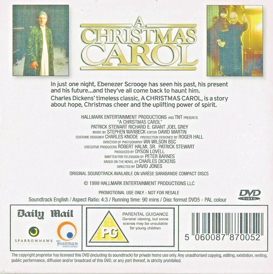 A Christmas Carol -  Patrick Stewart - Richard E. Grant -Full Film -N/Paper 1999 - Image 2 of 2