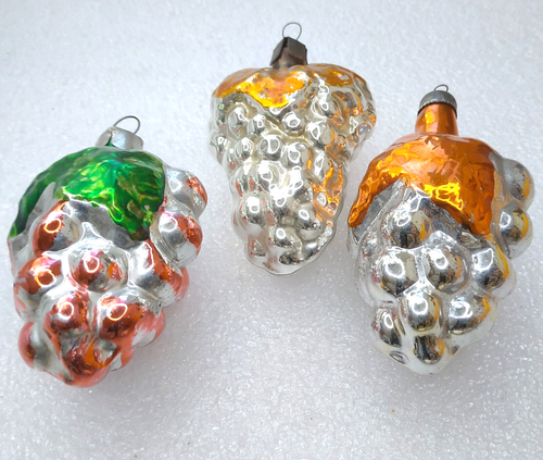 3 antichi addobbi natalizi vintage in vetro URSS decorazioni albero di natale uva - Foto 2 di 5