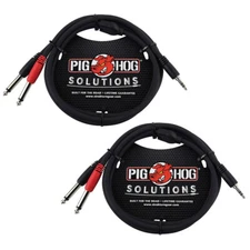 Pig Hog PB-S3410 3.5 mm Stereo Breakout Cable, 10 Feet (2-Pack)