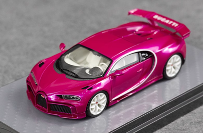 YM Model 1/64 Resin car model Bugatti Chiron Pur Sport Pink  display picture 3