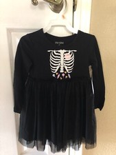 Okie Dokie Toddler Halloween Skeleton Black Tulle Skirt Dress - Size 3T