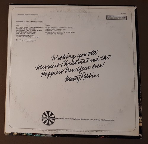 Christmas with Marty Robbins by Columbia Records 33rpm VINYL LP Record - Picture 3 of 3