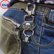 skull Men's Leash Heavy leather Metal Wallet Chains Biker Trucker Key Chain