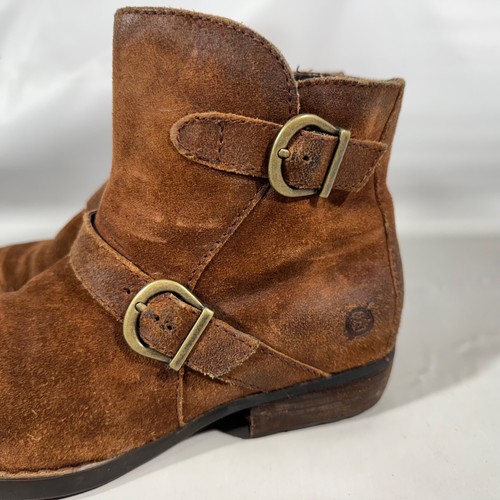 BORN Womens Boots Booties Zip Up Distressed Suede Leather Size 6.5M Brown - 第 6/12 張圖片