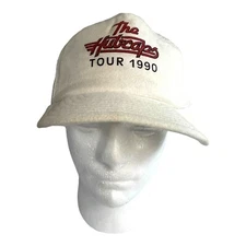 Vintage The Hubcaps Rock Band 1990 Tour Trucker Hat Black Snapback Cap  White
