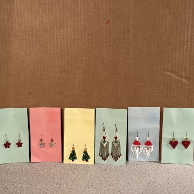 Lot of 6 Pair of Hook Earrings Native American Bead Earrings Handmade