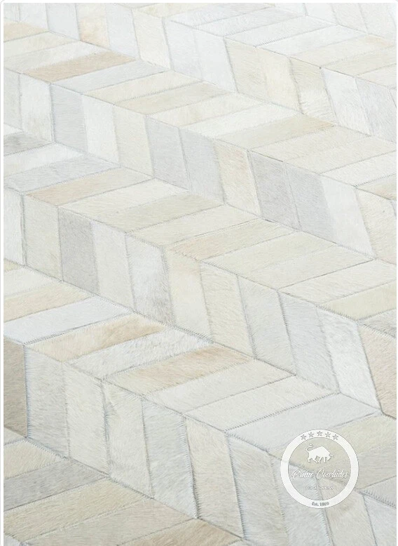 Patchwork Cowhide Rugs | Chevron Patchwork Cowhide Rug Off White - Image 2 of 4
