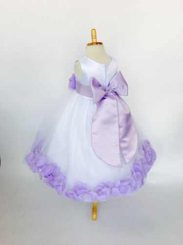 Flower Girl White Tulle Rose Petal Dress Purple Summer Spring Holiday Party #24 - Picture 139 of 178