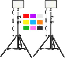 LED Video Light Kit 2Pcs, Studio Lights 18 Color Filters for Photography Lighti
