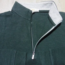 PETER MILLAR Mens S SMALL CROWN COMFORT PULLOVER 1/4 ZIP BALSAM GREEN PIQUE