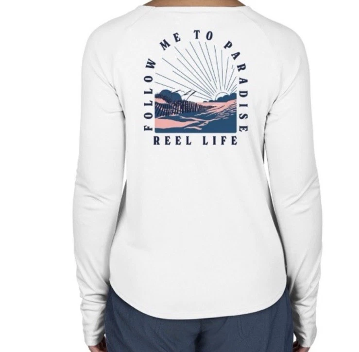 Reel Life Sun Protection Long Sleeve Fishing Shirt UPF 50+White 2XL New
