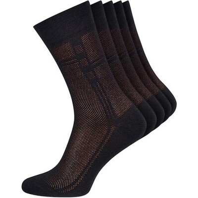 Duna Mens Black Dress Socks Ultra Thin Breathable Cotton Lightweight Socks 5 pcs