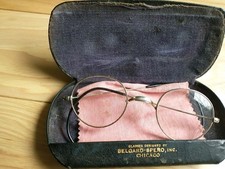 Antique Shuron Glasses Oval Full Rim White Gold Filled with Case Art Deco Style