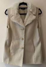 MAINE DEBENHAMS FAUX SUEDE GILET WITH FAUX FUR LINING/COLLAR SIZE 12