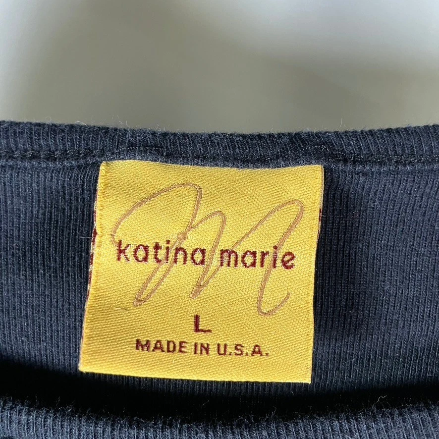 Top Katina Marie Floral Chocolate Estampado Estrás Manga Larga Mujer L Hecho en EE. UU. Foto 2 de 4