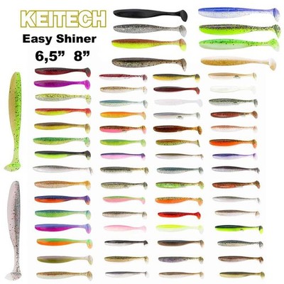 Keitech Easy Shiner 6,5'' 8''  (2'' 3'' 3,5'') (4'' 4,5'' 5'')  Zander Hecht alle Farben
