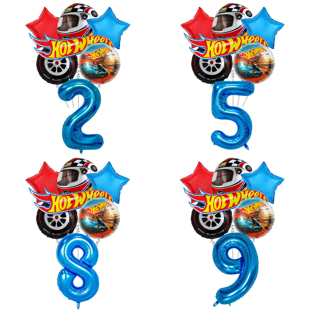 Hot Wheels Balloons Set With Numbers Party Supplies Kid Birthday Decoration