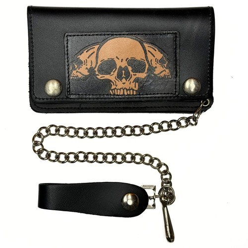 Carteras pequeñas de cuero en relieve con cadena - ciervo, águila, calavera y bicicleta - Imagen 4 de 12
