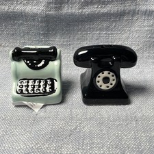 Cracker Barrel Rotary telephone & typewriter salt and pepper shakers Vintage ? thumbnail