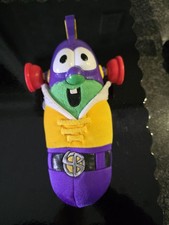 Vintage VeggieTales Larry Boy Super Suction Pop Off Ears Talking Plush Toy Works
