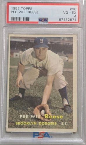 1957 Topps #30 Pee Wee Reese Brooklyn Dodgers PSA 4 VG-EX