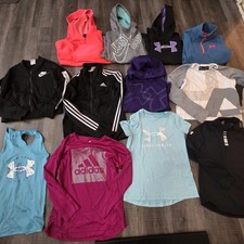 All UNDER ARMOUR ADIDAS NIKE Girl's Medium 12 14 Hoodie Shirt Jacket Lot Of 12 