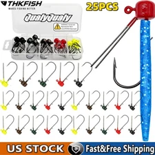 25PCS Fishing Ned Rig Jig Hook Kit Fishing Jig Heads Hooks Set Mushroom Head Jig