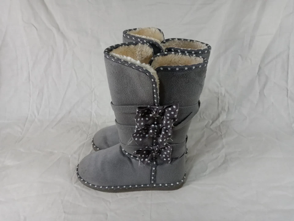 Botas de invierno para mujer 7 JustFab media pantorrilla gris y blanco puntos Foto 3 de 4