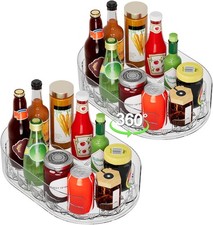 Lazy Susan Organizer for Refrigerator, 13" x 8.5" Clear Rectangular Fridge