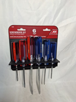 #ad #ad ACE Hardware 6 pc Screwdriver Set Red Blue Phillips amp; Flat Slotted $14.00