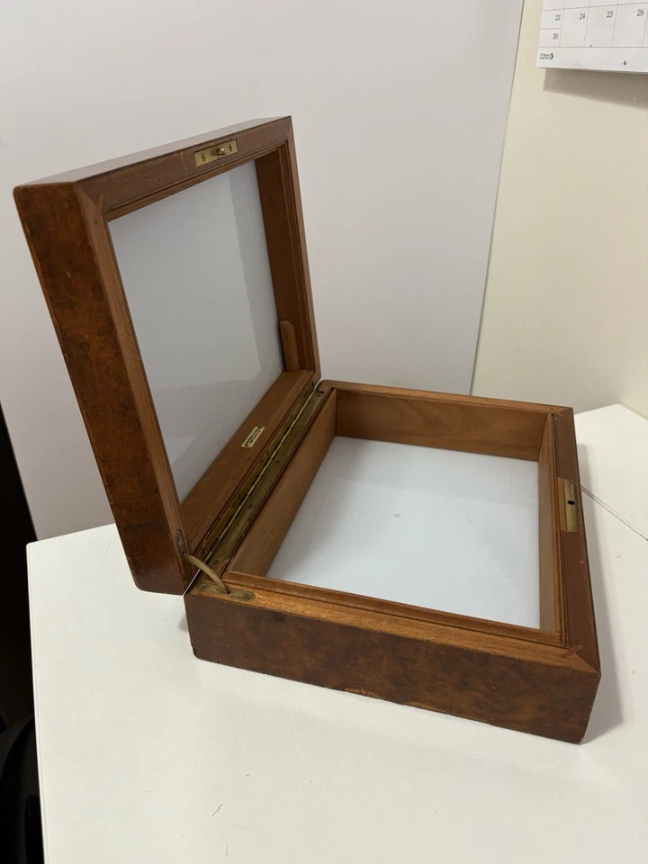 Vintage Alfred Dunhill Zigarren Humidor Schreibtisch Box Milchglas ohne Schlüssel - Bild 2 von 4