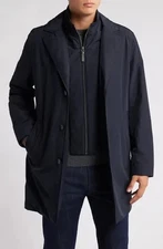 NWT CANALI  Water Repellent NAVY Car Rain Coat with Removable Bib~ITALY~EU 56