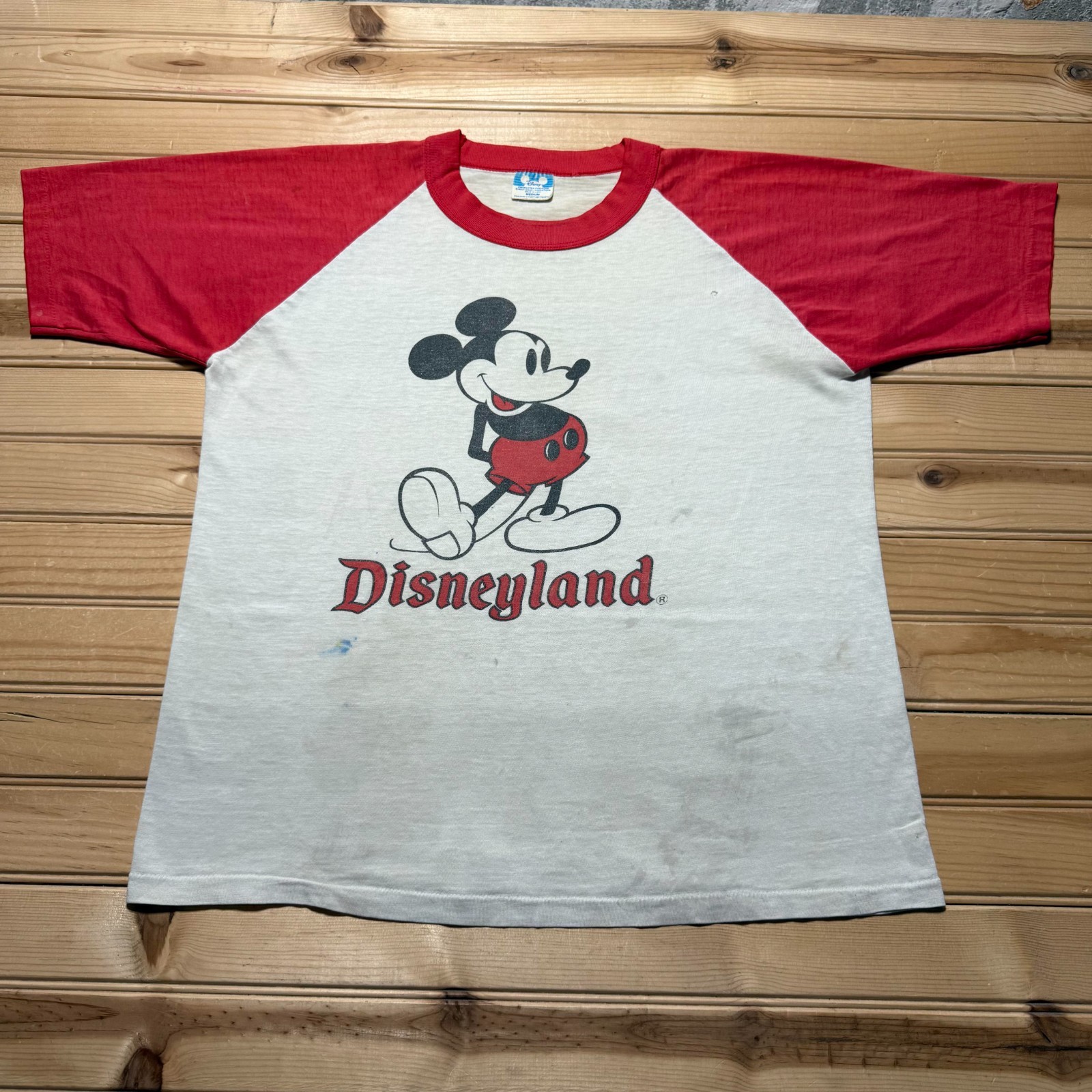 Vintage 70s Disneyland Mickey Mouse Souvenir Raglan T-Shirt USA Made Size Medium