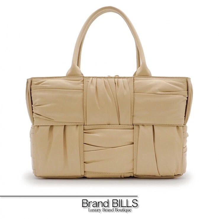 Bottega Veneta Maxi Intrecciato The Arco Tote Bag Beige Leather