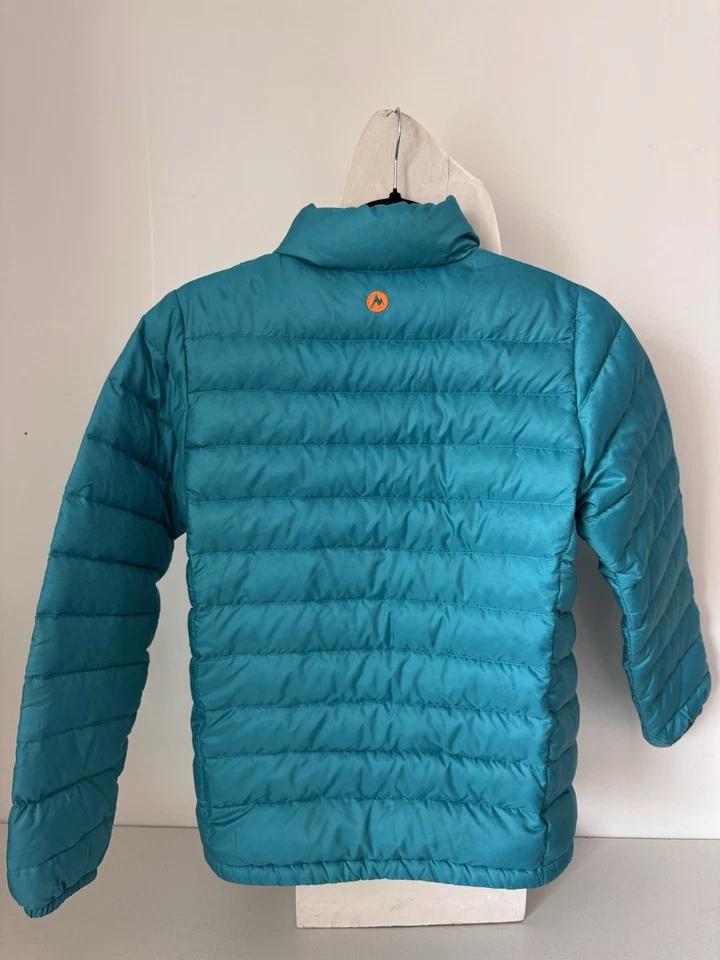 Girls Kids L Marmot Highlander Down Jacket 700 Fill Power Puffer Quilt Turquoise - Image 4 of 4