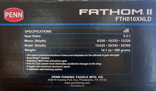 Penn Fathom II Lever-Drag Conventional Reel FTHII10XNLD ~ NEW IN BOX ~ GREAT BUY - Picture 4 of 4