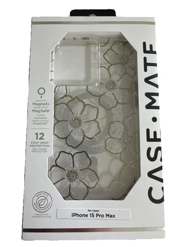 Funda Case-Mate Serie Resistente Transparente para iPhone 15 Pro Max - Gemas Florales Nueva-